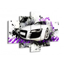 Canvas schilderij Audi | Paars, Zwart, Wit | 150x105cm 5Luik