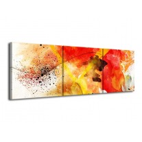 Glas schilderij Abstract | Rood, Geel, Wit | 120x40cm 3Luik