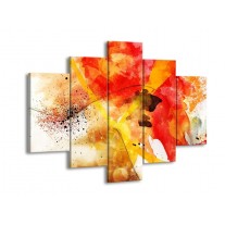 Canvas schilderij Abstract | Rood, Geel, Wit | 150x105cm 5Luik