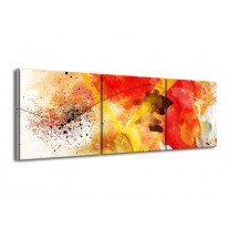 Canvas schilderij Abstract | Rood, Geel, Wit | 150x50cm 3Luik