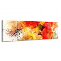 Canvas schilderij Abstract | Rood, Geel, Wit | 170x50cm 3Luik