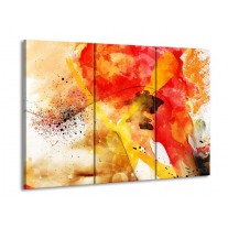 Glas schilderij Abstract | Rood, Geel, Wit | 90x60cm 3Luik