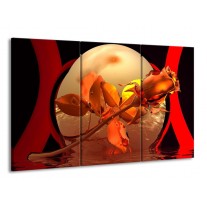 Glas schilderij Roos | Rood, Goud, Geel | 165x100cm 3Luik