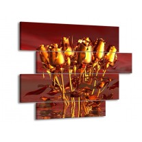 Glas schilderij Roos | Goud, Geel, Rood | 115x85cm 4Luik