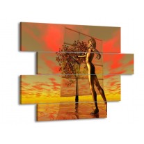 Canvas schilderij Abstract | Grijs, Rood, Geel | 115x85cm 4Luik