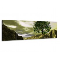 Canvas schilderij Natuur | Groen, Grijs, Wit | 170x50cm 3Luik