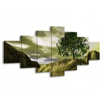 Glas schilderij Natuur | Groen, Grijs, Wit | 210x100cm 7Luik