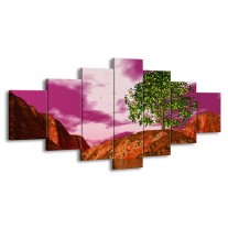 Canvas schilderij Natuur | Groen, Paars, Roze | 210x100cm 7Luik