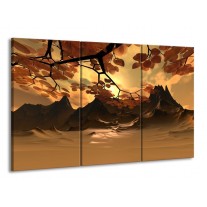 Glas schilderij Natuur | Bruin, Wit, Geel | 165x100cm 3Luik