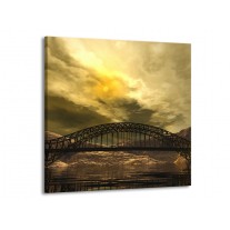 Glas schilderij Brug | Geel, Bruin, Grijs | 70x70cm 1Luik