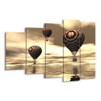 Canvas schilderij Luchtballon | Bruin, Grijs, Wit | 150x100cm 5Luik