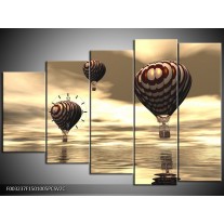 Klok schilderij Luchtballon | Bruin, Grijs, Wit | 150x100cm 5Luik