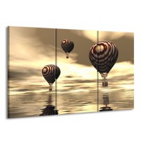 Glas schilderij Luchtballon | Bruin, Grijs, Wit | 165x100cm 3Luik