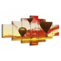 Canvas schilderij Luchtballon | Geel, Goud, Rood | 210x100cm 7Luik