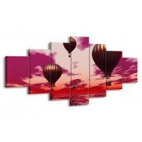 Canvas schilderij Luchtballon | Paars, Rood, Grijs | 210x100cm 7Luik