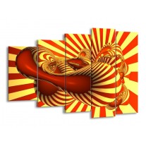 Canvas schilderij Abstract | Geel, Rood | 150x100cm 5Luik