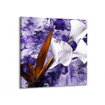 Canvas schilderij Bloem | Paars, Wit, Bruin | 50x50cm 1Luik