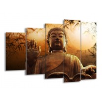 Canvas schilderij Boeddha | Bruin, Grijs, Wit | 150x100cm 5Luik