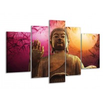Glas schilderij Boeddha | Paars, Bruin, Wit | 170x100cm 5Luik