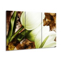 Canvas schilderij Tulpen | Groen, Wit, Bruin | 90x60cm 3Luik