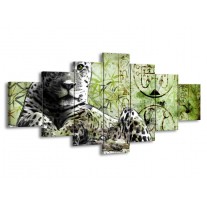 Canvas schilderij Dieren | Groen, Zwart, Wit | 210x100cm 7Luik
