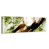 Canvas schilderij Tulpen | Groen, Bruin, Wit | 170x50cm 3Luik