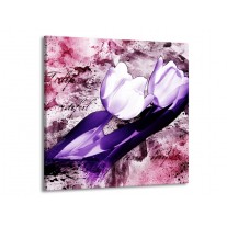Glas schilderij Tulpen | Paars, Wit | 50x50cm 1Luik