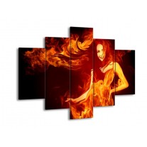 Canvas schilderij Vrouw | Rood, Zwart, Geel | 150x105cm 5Luik
