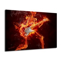 Glas schilderij Gitaar | Rood, Zwart, Geel | 70x50cm 1Luik