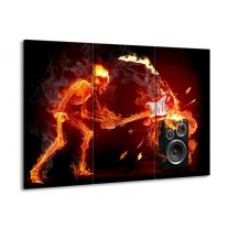 Glas schilderij Muziek | Rood, Zwart, Geel | 90x60cm 3Luik