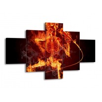 Canvas schilderij Muziek | Rood, Zwart, Geel | 125x70cm 5Luik