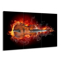 Glas schilderij Gitaar | Rood, Zwart, Geel | 165x100cm 3Luik