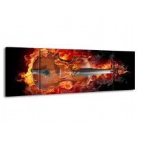 Glas schilderij Gitaar | Rood, Zwart, Geel | 170x50cm 3Luik