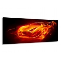 Glas schilderij Auto | Rood, Zwart, Geel | 145x58cm 1Luik