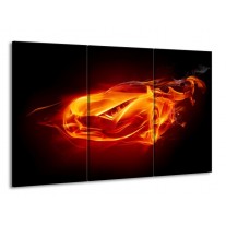 Glas schilderij Auto | Rood, Zwart, Geel | 165x100cm 3Luik
