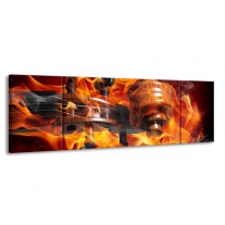 Glas schilderij Abstract | Rood, Zwart, Geel | 170x50cm 3Luik