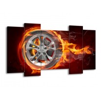 Canvas schilderij Wiel | Rood, Zwart, Geel | 120x65 5Luik