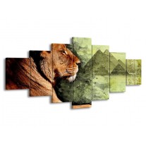 Glas schilderij Leeuw | Bruin, Grijs, Groen | 210x100cm 7Luik