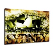 Canvas schilderij Sydney | Groen, Bruin, Zwart | 70x50cm 1Luik