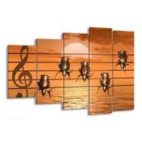 Glas schilderij Muziek | Goud, Geel, Bruin | 150x100cm 5Luik