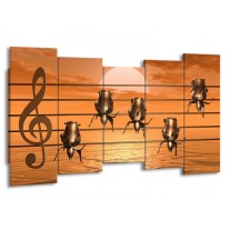 Canvas schilderij Muziek | Goud, Geel, Bruin | 150x80cm 5Luik