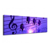 Canvas schilderij Muziek | Paars, Wit | 120x40cm 3Luik