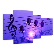 Canvas schilderij Muziek | Paars, Wit | 120x75cm 4Luik