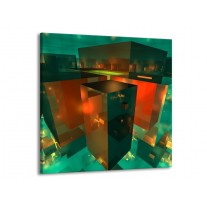 Glas schilderij Abstract | Blauw, Groen, Rood | 50x50cm 1Luik