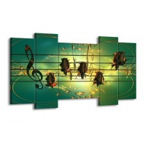 Canvas schilderij Muziek | Blauw, Zwart, Geel | 120x65 5Luik