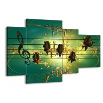 Canvas schilderij Muziek | Blauw, Zwart, Geel | 120x75cm 4Luik