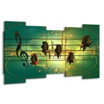 Canvas schilderij Muziek | Blauw, Zwart, Geel | 150x80cm 5Luik