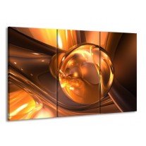 Glas schilderij Abstract | Geel, Bruin, Goud | 165x100cm 3Luik