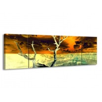 Canvas schilderij Natuur | Geel, Bruin, Wit | 170x50cm 3Luik