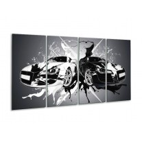 Glas schilderij Audi | Zwart, Wit, Grijs | 160x80cm 4Luik